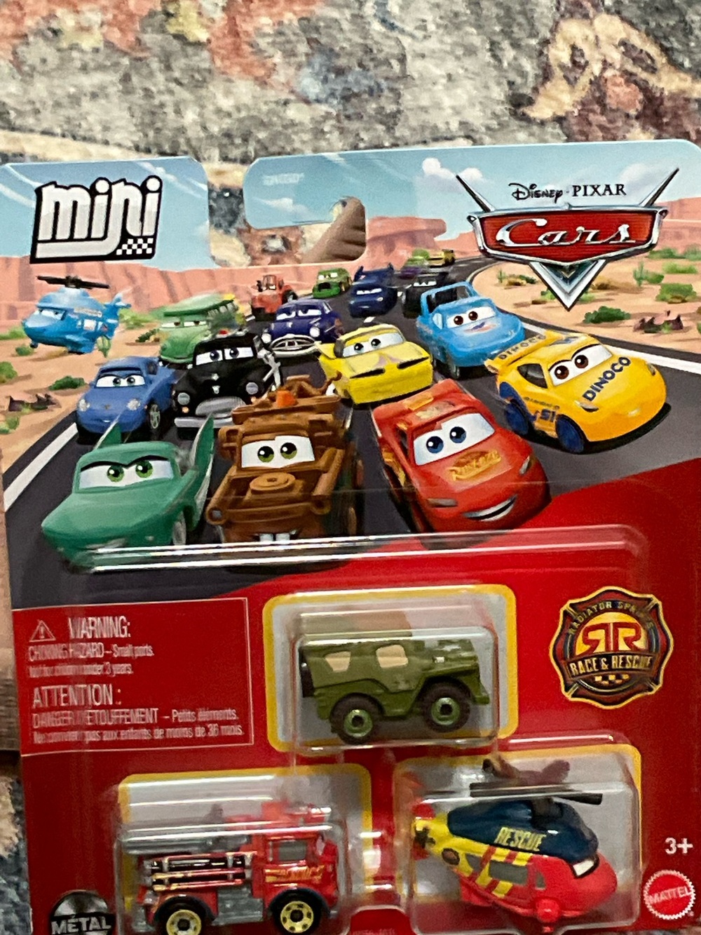 Disney Cars Mini Rescue Sarge Red and Rotor Vehicle 3-Pack - Green, Red, Yellow